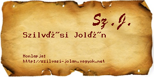 Szilvási Jolán névjegykártya